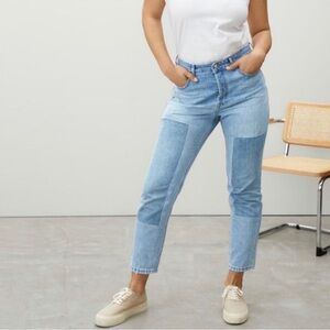 Everlane The Curvy 90’s Cheeky Straight Jeans Patched Blue Size 30 Crop